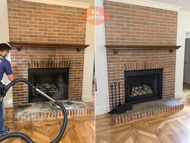 Abington Chimney Sweep carefully sanitizing a fireplace in Abington, MA