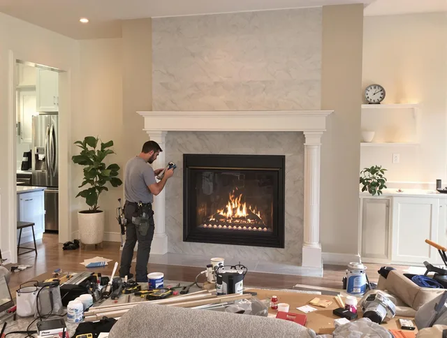 Newly installed fireplace by Abington Chimney Sweep in Abington, MA